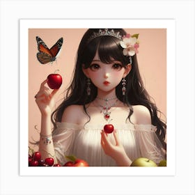 Anime Girl Holding An Apple Art Print