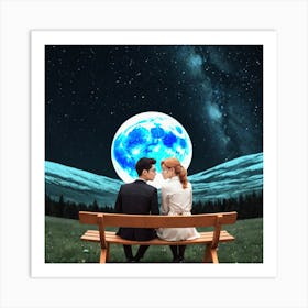 Couple Sitting On A Bench 15 Art Print