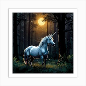 Moonlit Unicorn Art Print