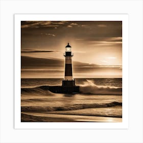 Lighthouse At Sunset 32 Art Print