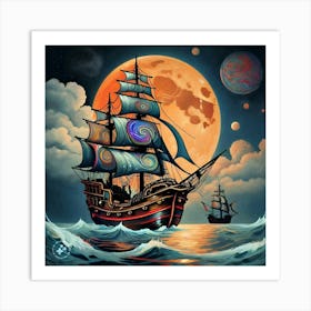 Ship At Sea Art Print