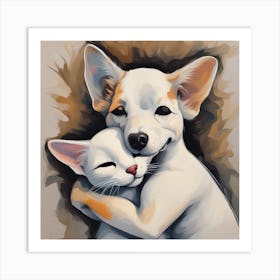 Dog And Cat Painting Art Print