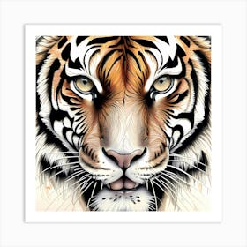 Detailed Tiger Face Portrait Art Print