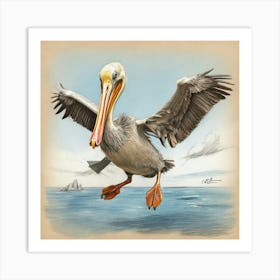 Pelican In Flight Art Print