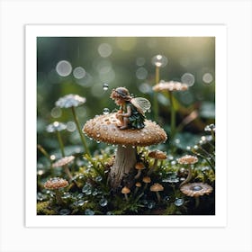 Fairy On A Mushroom Art Print