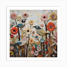 Birds love Flowers X9 SS Style D6850 Art Print