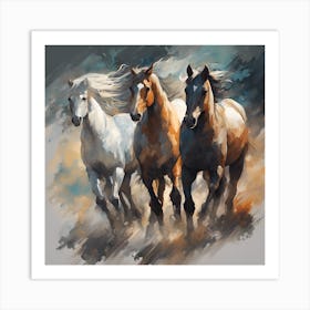 Three Horses Running Art Print