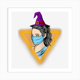 Womens Operating Room Nurse Wear Witch Hat Pumpkin Small Halloween Art Print