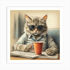 Cat In Sunglasses 2 Art Print