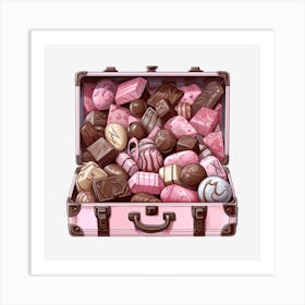 Pink Suitcase Full Of Sweets 1 Art Print
