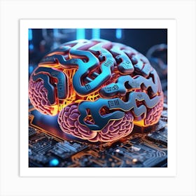 Artificial Brain On A Circuit Board 2 Art Print