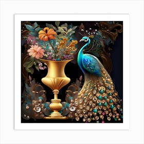 Peacock In A Vase 1 Art Print