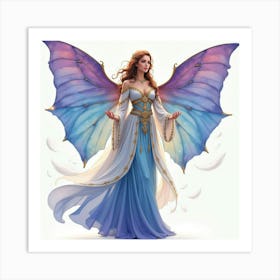 Gorgeous Enchantress With A Celestial Robe, Watercolor 1 Art Print