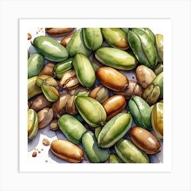 Watercolor Illustration Of Pistachios Art Print