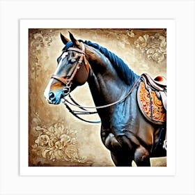 Horse With Bridle Art Print