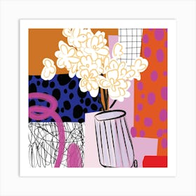 Flowers Retro 5 Art Print