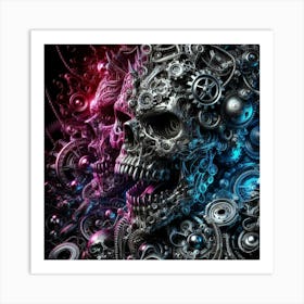 Skull And Gears Art Print