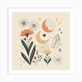 Minimalist Boho Celestial Moon 22 Art Print