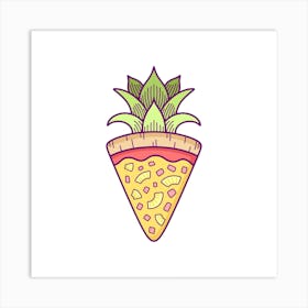 Pineapple Pizza Coat Of Arms Square Art Print
