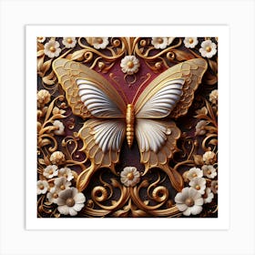 Gold & Porcelain Butterfly Art Print