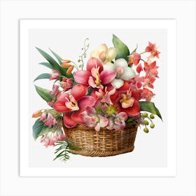 Flowers In A Basket Art Print