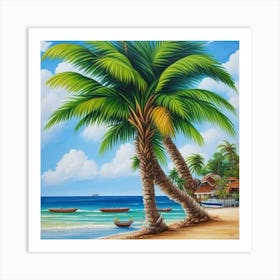 Palm Trees On The Beach 3 Art Print