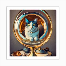 Cat In A Glass Ball Art Print