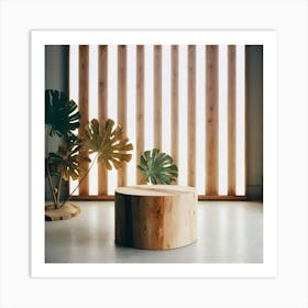 Tree Stump In Front Of A Window Art Print