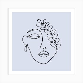 Single Line Drawing Of A Woman'S Face Art Print