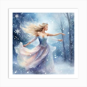 In A Wintry Wonderland A Fairy Princess J8oiq3h Art Print