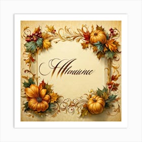 An Elaborate Display Of Calligraphy Gracefully Forming Happy Thanksgiving Greetings Swirling Wit (4) Art Print