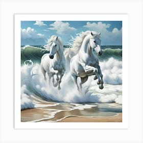 horses in the foam Art Print