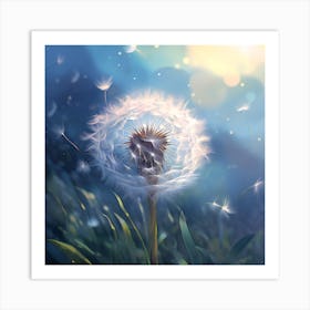 Single Dandelion Blowing In The Wind 1 Art Print