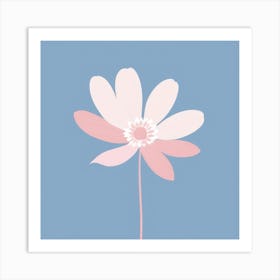 A White And Pink Flower In Minimalist Style Square Composition 66 Art Print