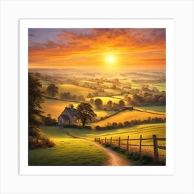 Sunrise In The Countryside Art Print