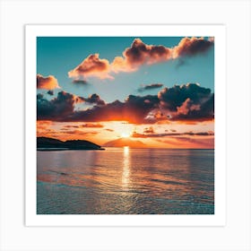 Sunset Over The Ocean Art Print