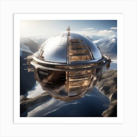 Imagine Earth Into Metallic Ball Space Station Floating In Space Universe (1) Art Print