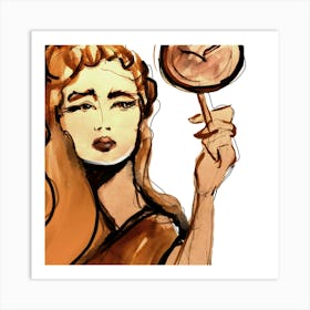 Woman Holding A mirror 1 Art Print