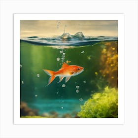 Goldfish Swimming Underwater Art Print