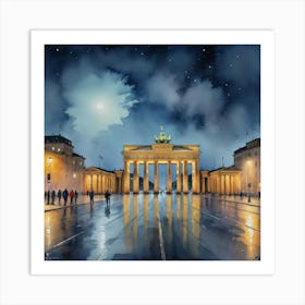 Brandenburg Berlin Gate At Night Art Print