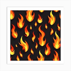 Flames On Black Background 46 Art Print