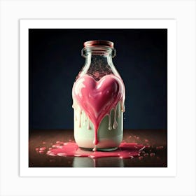 Firefly Heart Shaped Milk Bottle Dripping With Liquid Love 20726 (2) Art Print