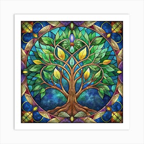 A Tree Of Life Stained Glass Window Art Print