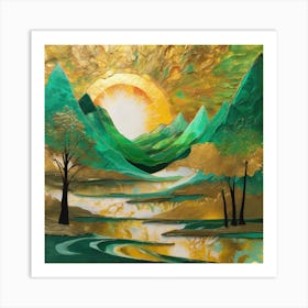 Abstact Mountain Sun Art Print (5) Art Print