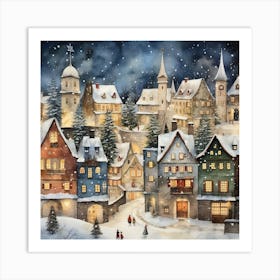 Alvarocz Christmas Village Art Watercolor Fc0e8cd8 8791 4fec Bc8c 5128a1890ddf Art Print