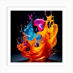 Fresh Colors Liquid 3d Design Spark Hot Palette Shapes Dynamism Vibrant Flowing Molten (2) Art Print