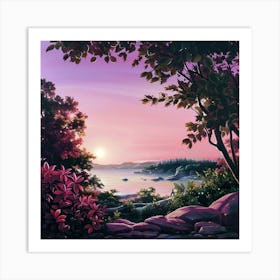 Pink Sky Over The Bay Art Print