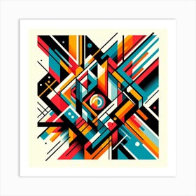 Bauhaus Shapes: A Bold and Colorful Abstract Painting Inspired by Bauhaus Art and Design Art Print