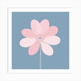 A White And Pink Flower In Minimalist Style Square Composition 157 Art Print