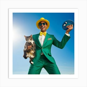 A Fashionable Adult Businessman In A Green Summer Suit Coupled With A Vibrant Yellow 3 Piece Access Art Print